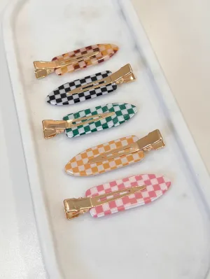 NALA CHECKERED PRINT HAIR PINS (SET OF 5)