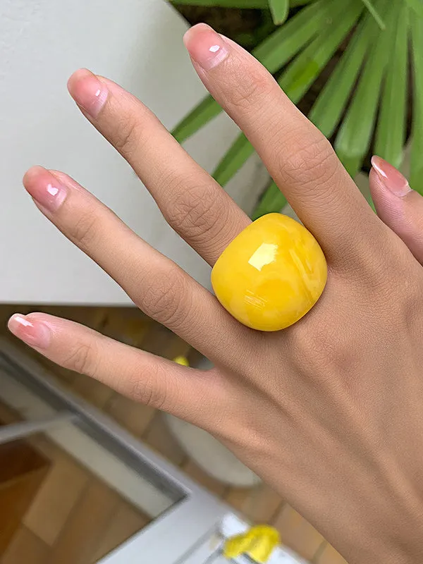 Original Solid Color Geometric Resin Rings Accessories