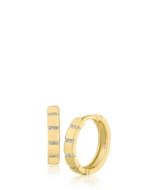 Pave Stripe Huggie Hoop Earrings