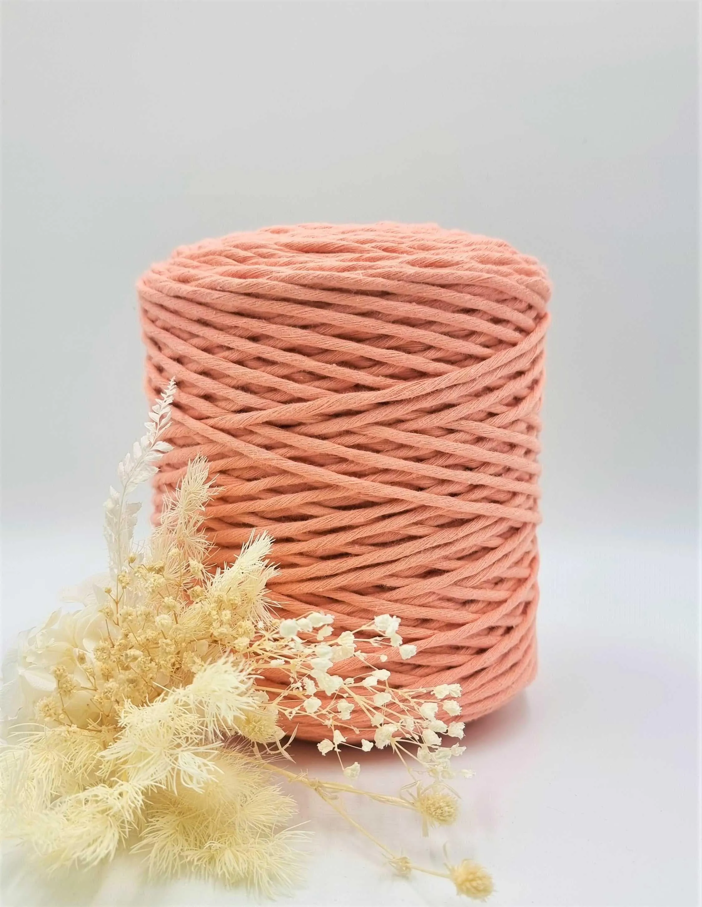 Peach Macrame Cord - 3MM  Single Strand Luxe Cotton String 1KG