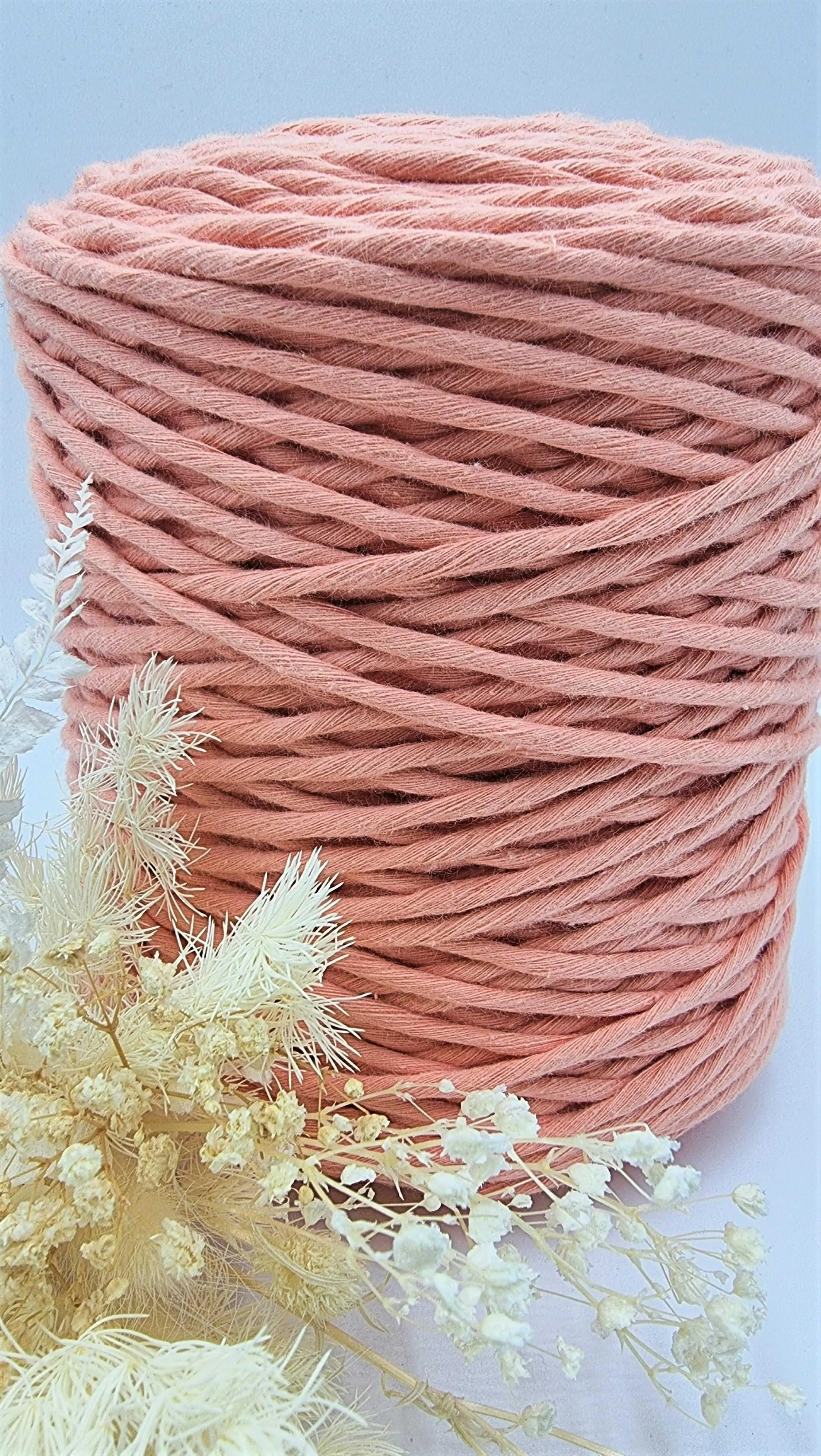 Peach Macrame Cord - 3MM  Single Strand Luxe Cotton String 1KG