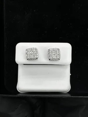 Princess Cut Moissanite Cluster Earrings