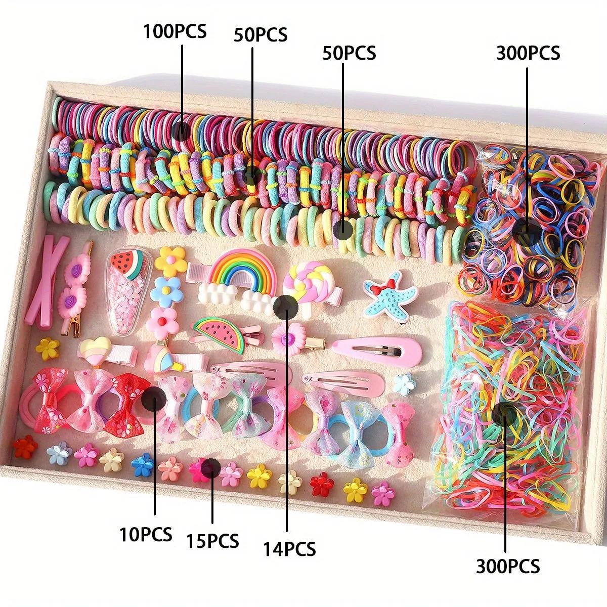 Princess Hair Accessories Set – 844/839pcs Flower & Butterfly Hair Clips and Ties 🌸🦋