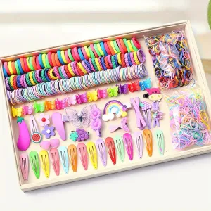 Princess Hair Accessories Set – 844/839pcs Flower & Butterfly Hair Clips and Ties 🌸🦋