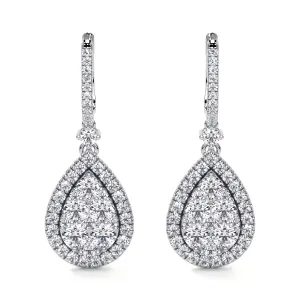 "Alliance" Diamond Earrings with Pear Shape Drop Cluster, 2.20 CT