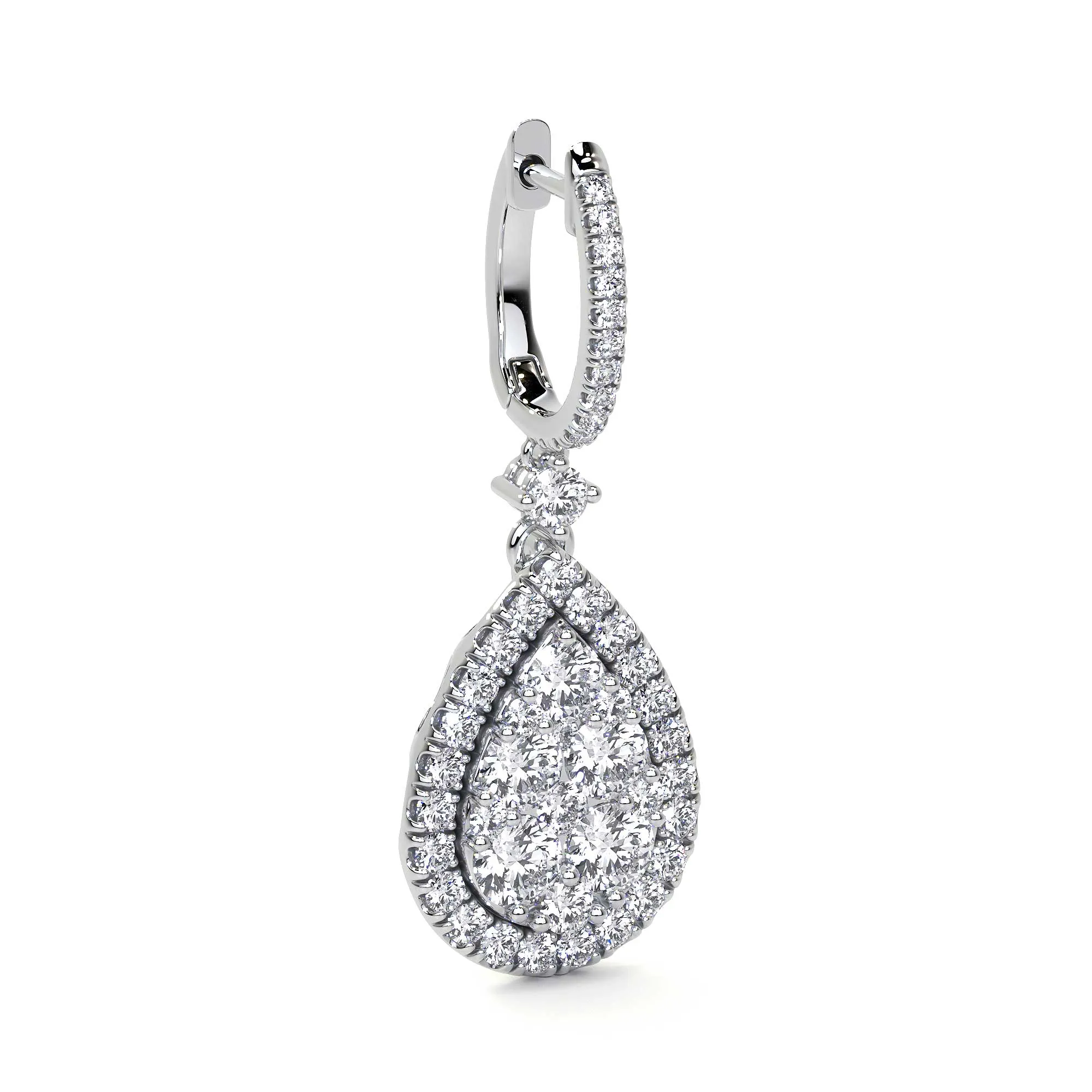 "Alliance" Diamond Earrings with Pear Shape Drop Cluster, 2.20 CT