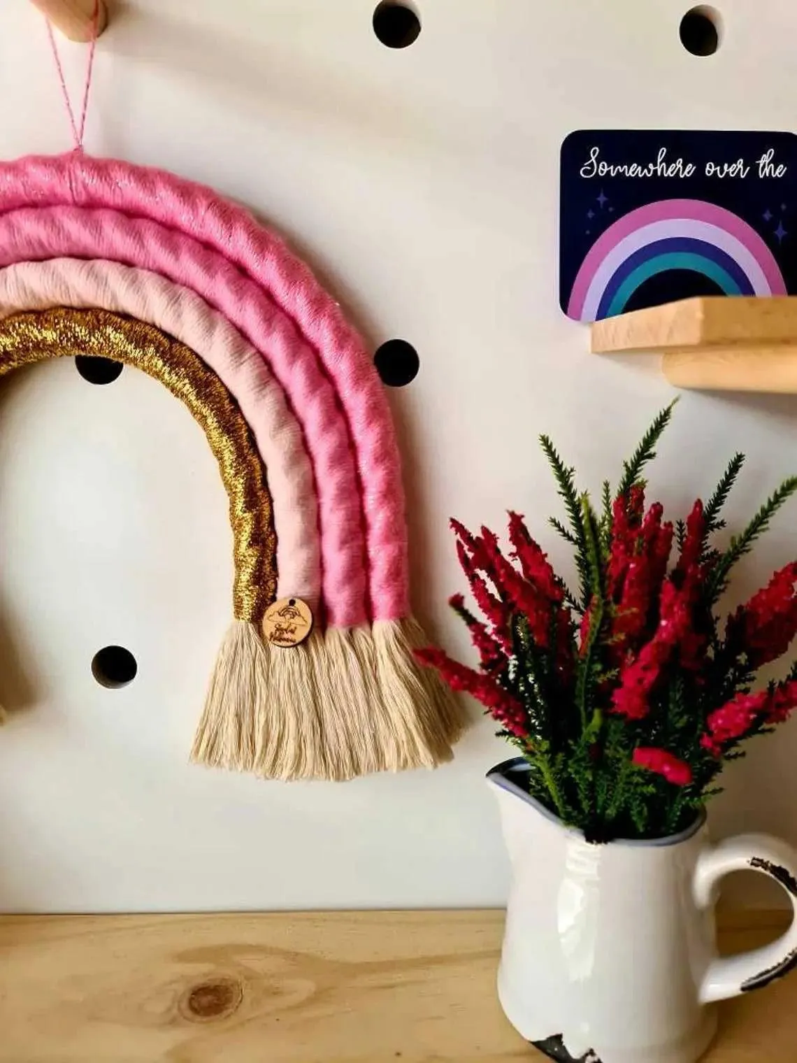 Rainbow Macrame Wall Hanging Sugar Candy Pink - Large