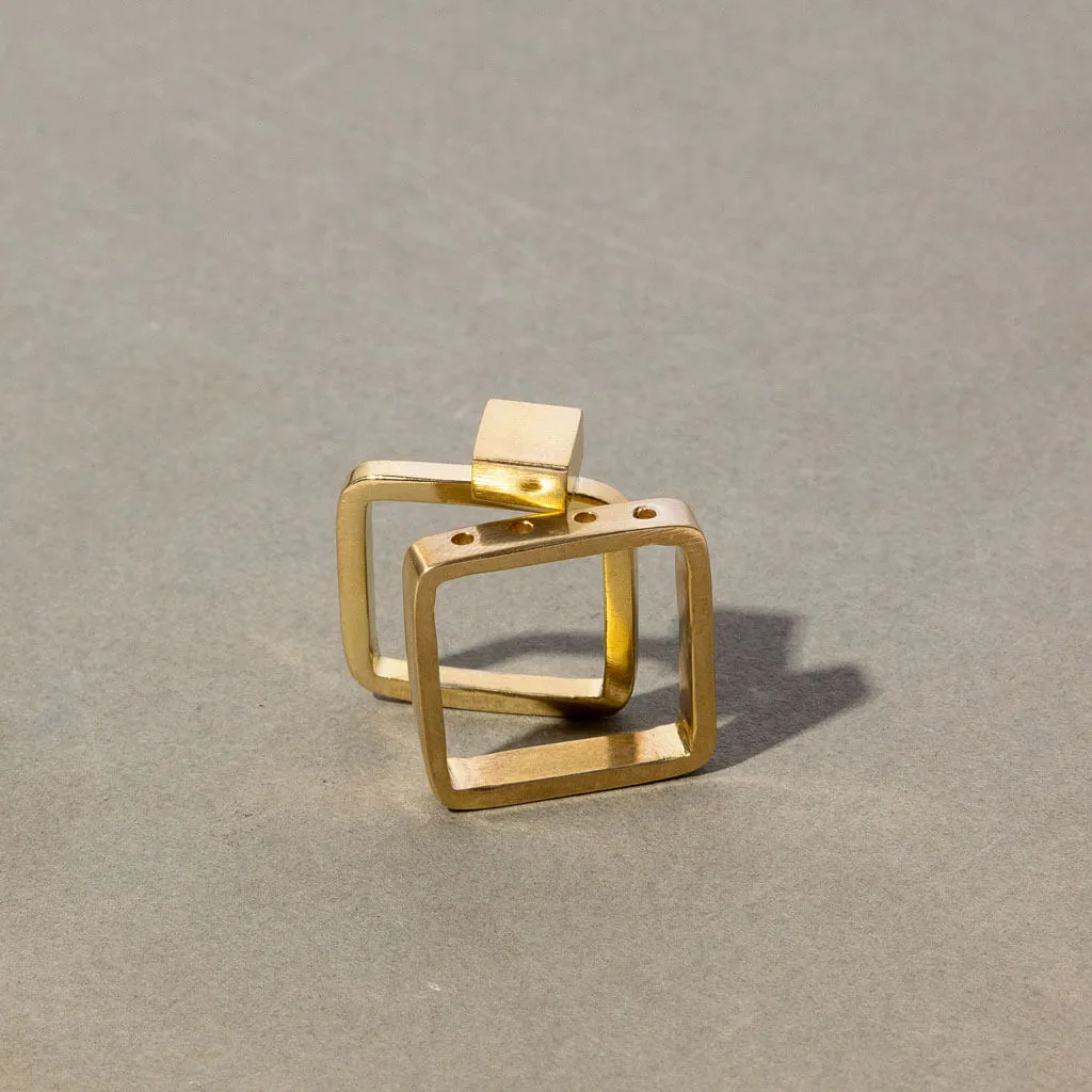 SALE - Aer Square Band Ring - Brass