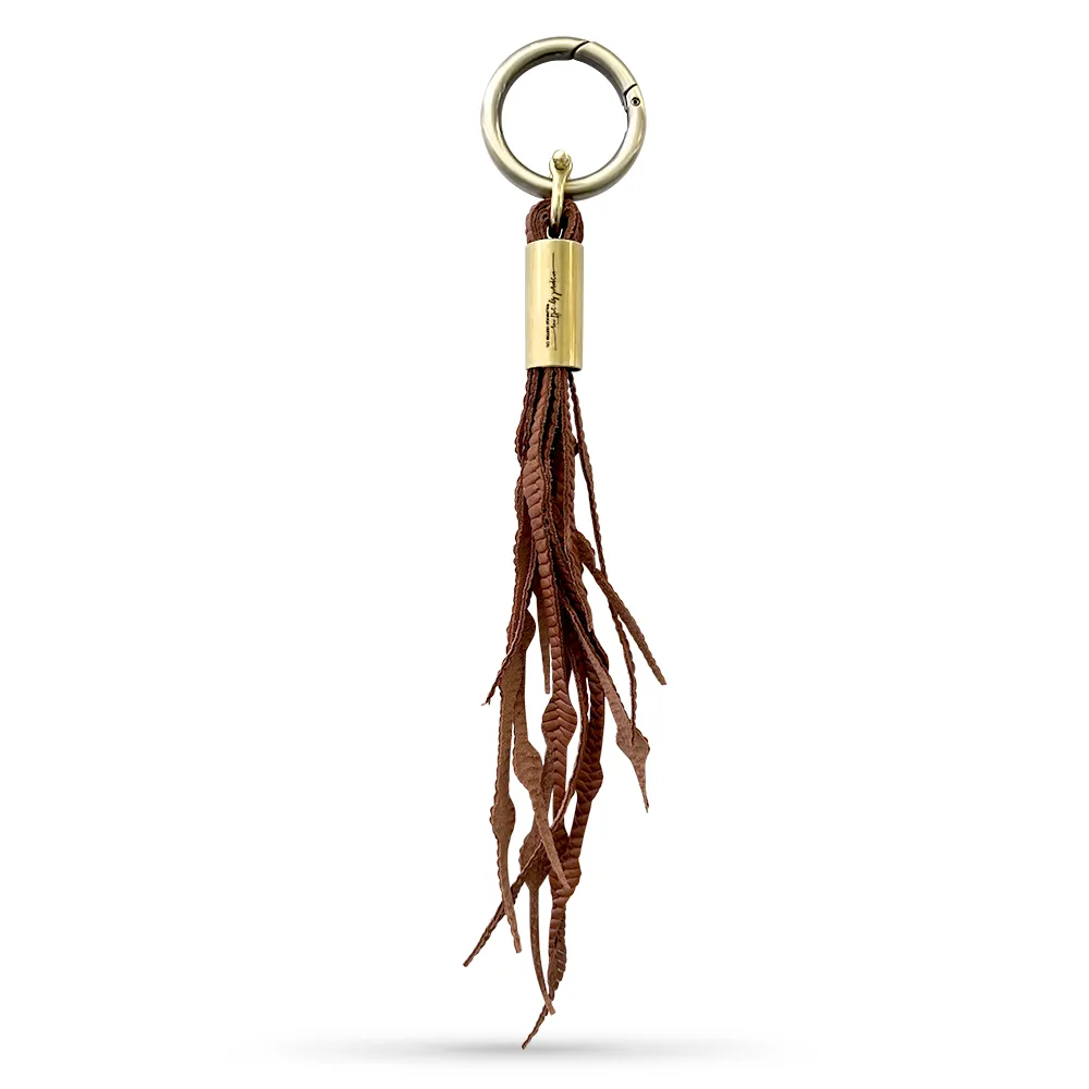 Seaweed Tassel in Brown Basketweave Leather