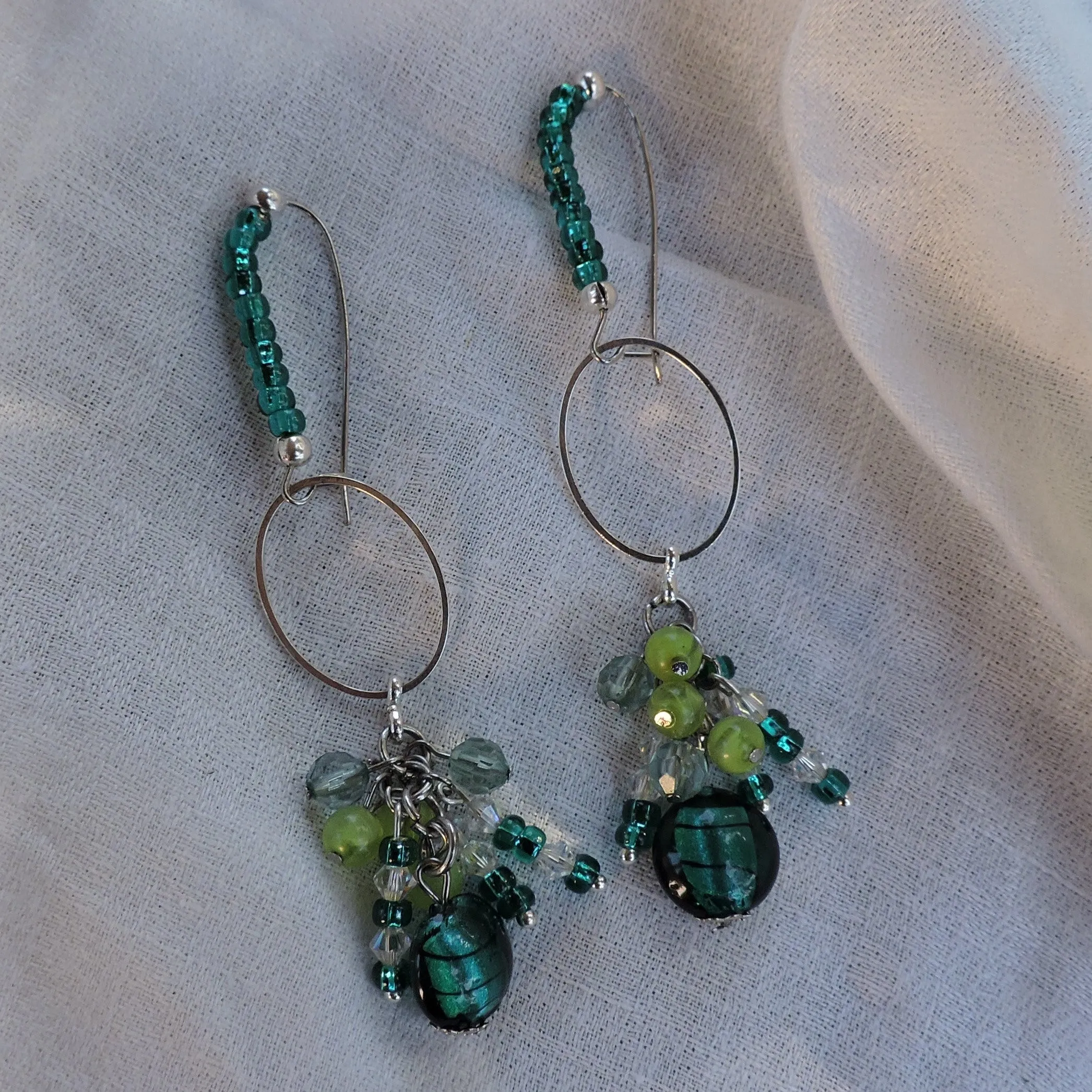 Shades of Teal Dangle Earrings