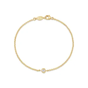 Single White Sapphire Dewdrop Chain Bracelet