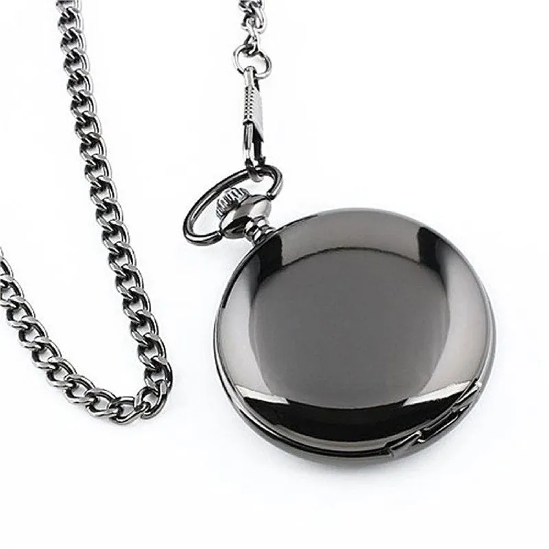 Stainless Steel  White Dial Pocket Watch with Chain