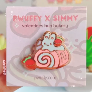 Strawberry Roll Cake Bunny Bakery Enamel Pin