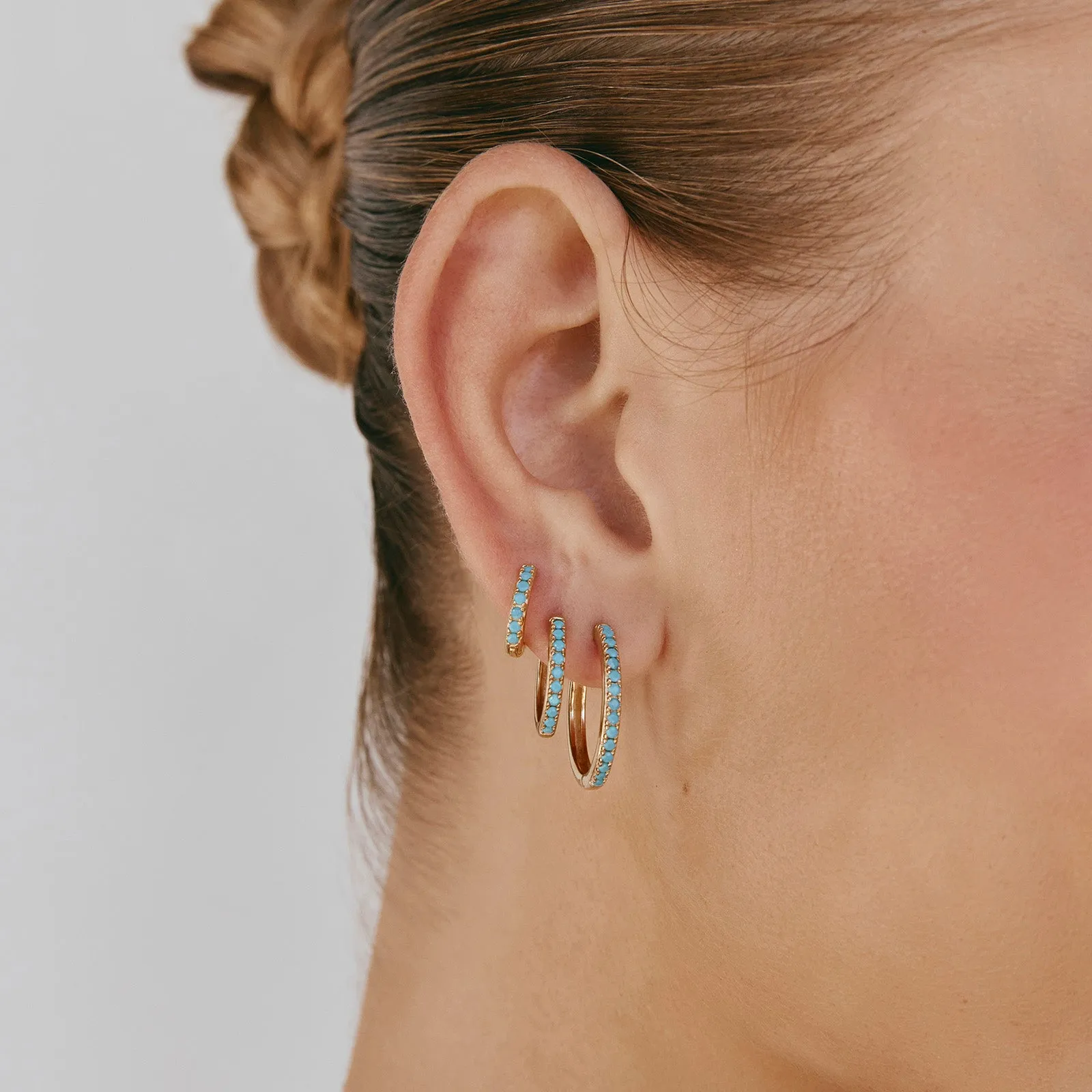 TURQUOISE PAVE MAXI HOOPS