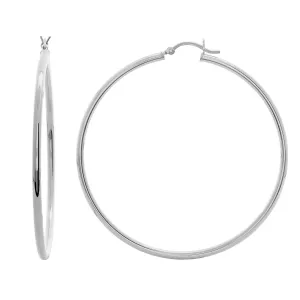 Women's Large 925 Sterling Silver Hoop Earrings 2.5mm x 6.5cm